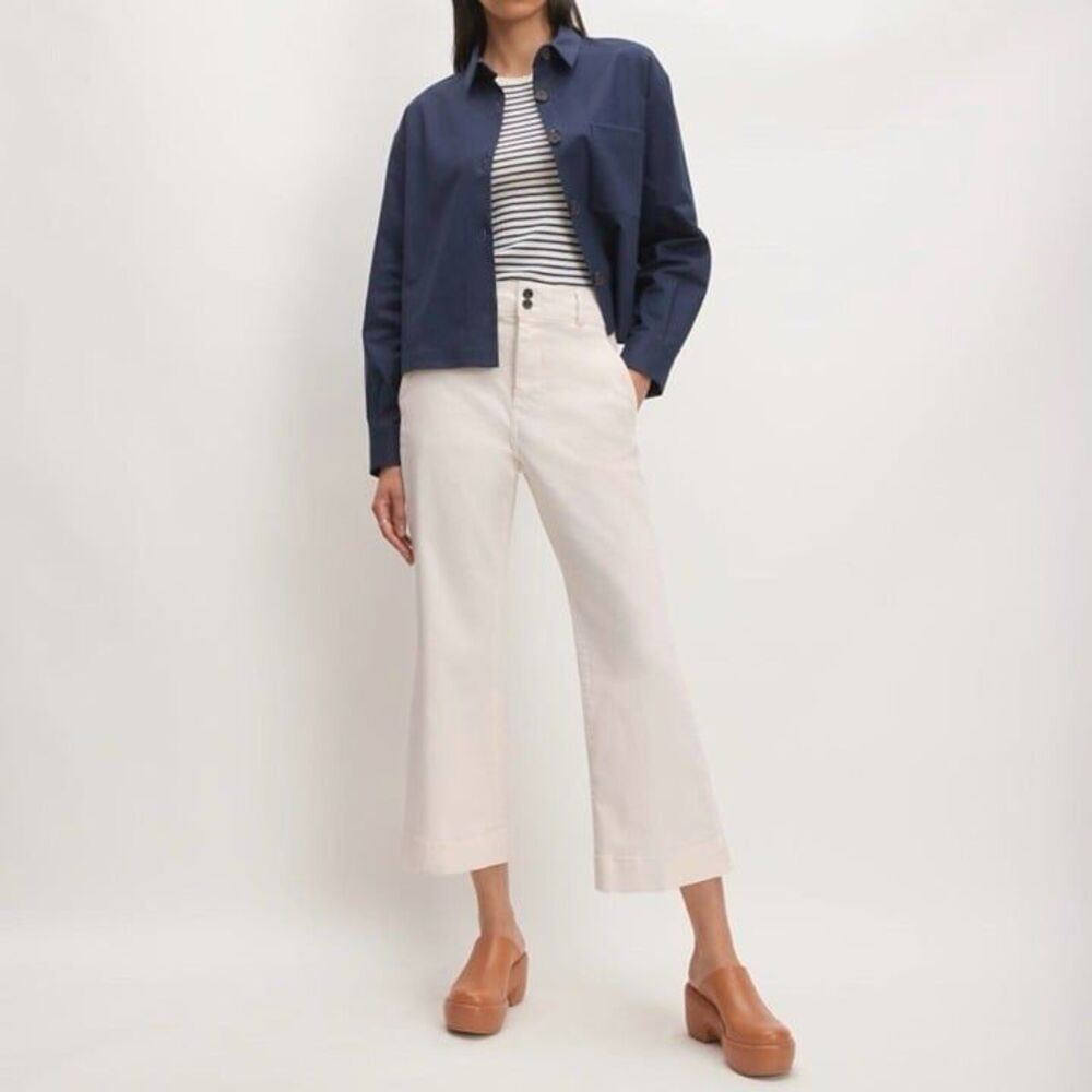 Everlane The Organic Kick Flare Pant Women’s 0 Off White Ivory High Rise Ankle